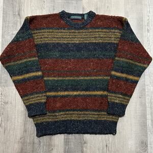 VTG Claybrooke Outdoors Southwestern Multicolor Striped Wool Knit Sweater Large